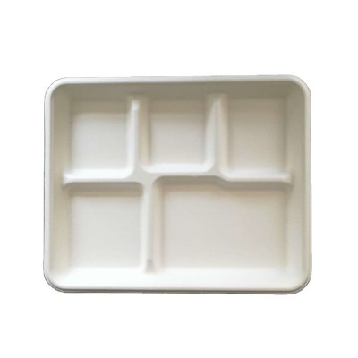 Lunch Tray-10" * 8" Biodegradable Compost Bagasse Sugarcane Fast Food Paper Trays Lunch Tray