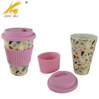 bamboo fiber mug with silicone lid and ring wholesale bamboo melamine high quality  cup