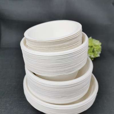 Biodegradable Bamboo  bowls set  microwava safe bagasse disposable salad food soup paper bowl