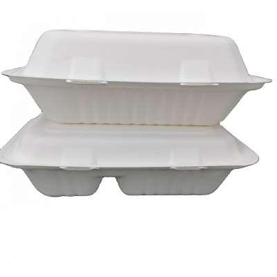 Disposable dinnerware sets Sugarcane bagasse lunch box Biodegradable food container 9 inch x 6 inch box