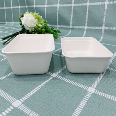 Compostable water proof renewable 650 ML rectangular bamboo/bagasse  pulp food container