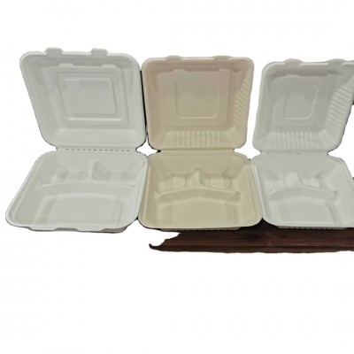 Eco friendly sugarcane bagasse tableware sets disposable 100 percent biodegradable bamboo pulp lunch box