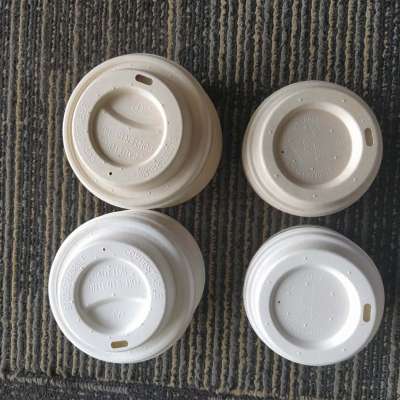 80mm 90mm Compostable molded pulp cup lid sugarcane bagasse biodegradable paper coffee cup cover